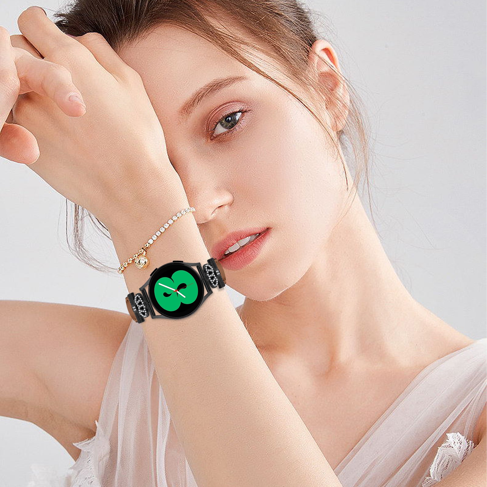 Crown Rhinestone Band for Samsung Galaxy Watch3 41mm 45mm Watch 5 40mm 44mm Slim 20mm Watch Strap with Black Buckle Crown Rhinestone Band for Samsung Galaxy Watch3 41mm 45mm Watch 5 40mm 44mm Slim 20mm Watch Strap with Black Buckle